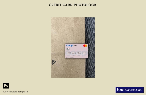 listo para imprimir plantilla frontal de Estonia Coop Pank mastercard photolook
